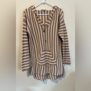 Simply Noelle Pullover Striped Hoodie. Brown size Large